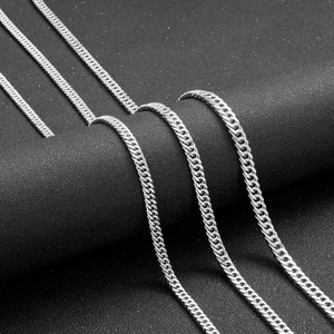 Men Stainless Steel Cuban Link Necklace Silver Color Curb Chain Hip Hop Punk Polished Jewelry Accessories
