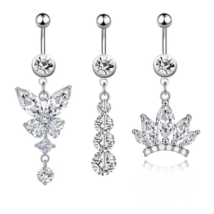 Navel Piercing Belly Ring Stainless Steel Zircon Butterfly Crown Tree Of Life Body Jewelry Fashion Jewelry For Women