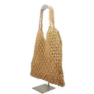 Handmade woven cotton rope tote bag with minimalist mesh hollow design and handle