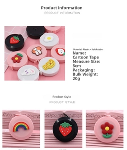 Detaillierte Größentabelle für ein 5 cm Mini-Cartoon-Maßband mit niedlichen Motiven