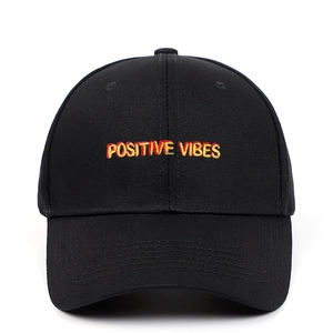 Positive Vibes Embroidered Baseball Cap Cotton Twill Adjustable Sunshade Sport Hat For Men Women