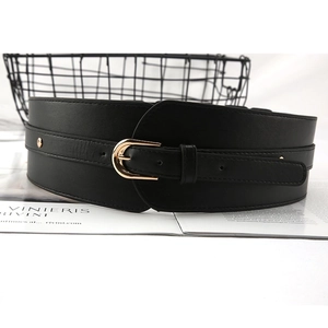 Women Wide Corset Belt PU Leather Elastic Waistband Studded Vintage Decorative Cinch Belt With Alloy Pin Buckle