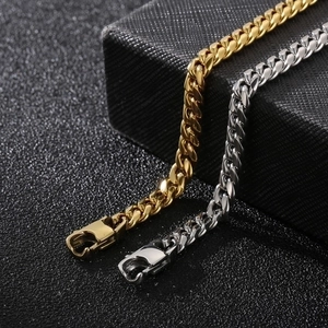 Classic stainless steel Cuban link bracelets in gold and silver finishes with lobster clasp