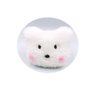 Cute plush white bear brooch with pink blush for bags and clothing decoration