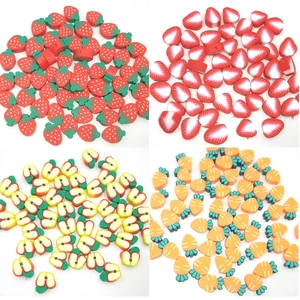 100pcs 10mm fruit clay spacer beads with strawberry apple and carrot shapes for DIY jewelry