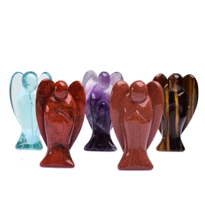 Natural crystal angel figurines in tiger eye and amethyst for home decoration