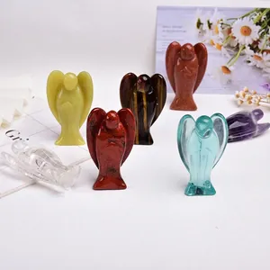 Natural crystal angel figurines in various gemstones for home decor and healing