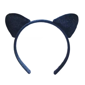 Cute dark blue velvet cat ear headband for women hair accessories on white background