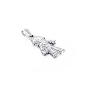 Minimalist silver cartoon girl pendant in polished titanium steel for DIY jewelry
