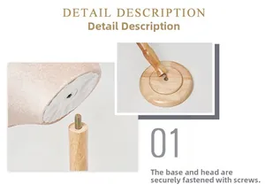 Close-up of the wooden stand and metal screw connector for the mannequin head display