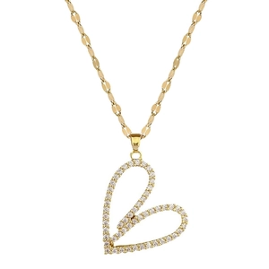 Luxurious gold heart pendant necklace with shimmering crystals for elegant evening wear