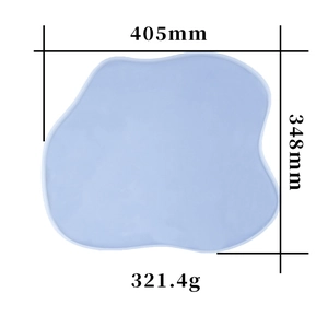 Cloud-shaped irregular silicone coaster with dimensions of 405mm x 348mm in light blue