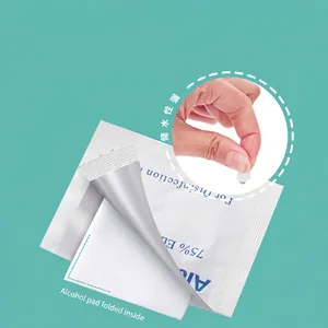 Individual 75% ethanol alcohol pads in foil packaging with high moisture absorption