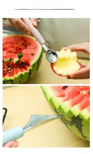Dual-head stainless steel fruit baller and carving knife tool for melon art