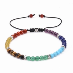 Natural Stone Beads Bracelet Handmade Adjustable Braided Rope Bohemian Chakra Energy Vintage Jewelry For Women Men Gift