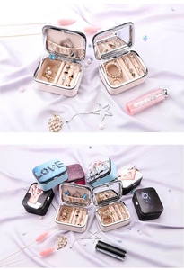 Internal layout of portable PU leather jewelry box with velvet lining and dividers