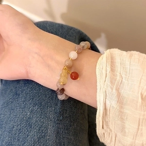 Colorful Jinsiyu stone gourd charm bracelet with elastic beads for a modern Chinese style