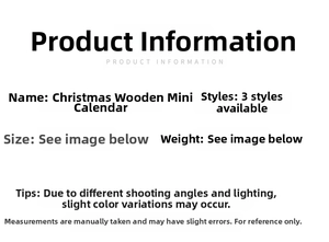 Detailed specifications and size chart for Christmas wooden countdown calendar craft