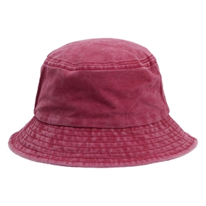 Classic burgundy washed cotton bucket hat with retro distressed texture for outdoor use