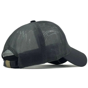 Casquette de baseball en mesh gris foncé avec boucle métallique réglable pour hommes et femmes