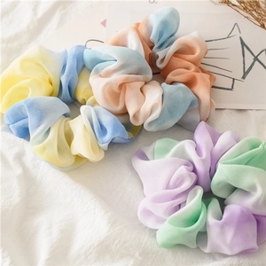 Chiffon Tie Dye Scrunchies Large Gradient Hair Ties Elastic Fabric Ponytail Holders For Women Sweet Fresh Style