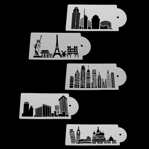 Architecture World Landmark Cake Stencils Flexible Plastic Hollow Baking Templates DIY Decorative Tools Border Design