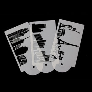Set of 5 landmark stencils featuring Eiffel Tower and Statue of Liberty for cake decor