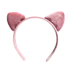 Cute dusty pink velvet cat ear headband for women hair accessories on white background
