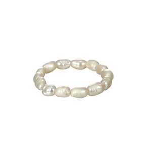 Handmade Baroque natural freshwater pearl beaded ring with luminous white finish