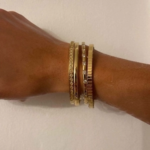 18k gold plated stainless steel stacked bracelet set with zircon stones for women