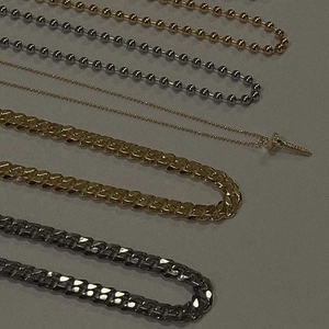 Minimalist 18k gold and silver plated titanium steel chains with screw pendant