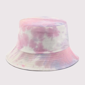 Colorful tie-dye graffiti bucket hat for sun protection with double-sided cotton canvas