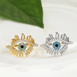 Anello regolabile malocchio con zircone blu disponibile in color oro e argento