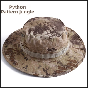 Macro detail of breathable metal vents and button on Python Jungle tactical boonie hat