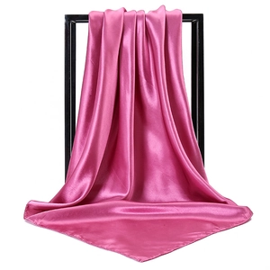 Damen Satin Quadratischer Schal Einfarbig Seidenähnliches Kopftuch Eleganter Halstuch Mode Hijab Haarband Accessoires