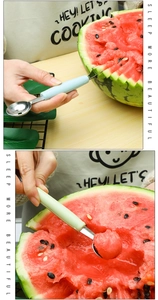 Double-headed stainless steel fruit baller and carving knife tool for melon scooping