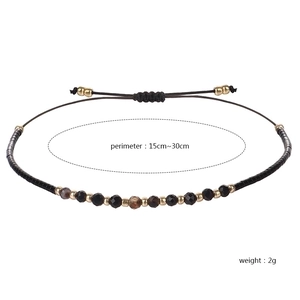 Handgemaakte armband met 2mm facetstenen en verstelbaar koord van 15 tot 30cm