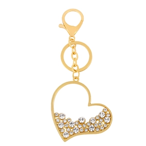 Heart Shaped Keychain Metal Alloy Rhinestone Bag Charm Hollow Shiny Pendant For Women Gift