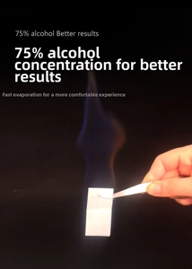 Blue flame test showing the 75 percent alcohol concentration in a sterile cotton pad