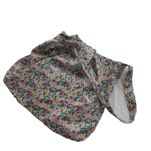 Minimalist purple floral cotton tote bag with a soft vintage pattern and white lining