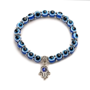 Evil Eye Beaded Bracelet Turkish Hamsa Hand Amulet Lucky Resin Glass Alloy Rhinestone Ethnic Style Jewelry