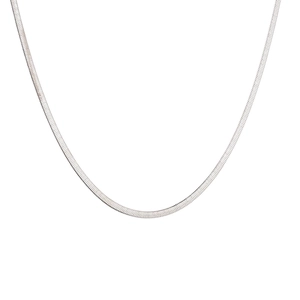 Sleek silver stainless steel flat snake chain necklace with high-polish braided texture