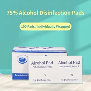 Sterile 75% alcohol prep pads for skin disinfection, 100 individually wrapped pieces