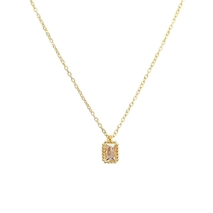 925 Sterling Silver Necklace With Rectangular Cubic Zirconia Pendant Elegant Vintage Clavicle Chain For Women