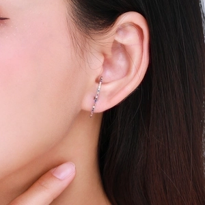 Elegant s925 silver gold-plated long bar earrings with colorful rainbow zircons