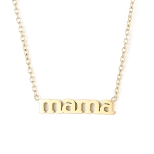 Golden titanium steel necklace with mama letter pendant for Mother's Day gift