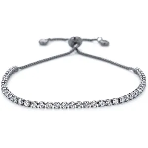 Bracelet tennis avec zircons blancs sur métal noir fusil et fermoir coulissant réglable