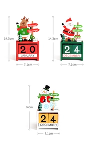 Three wooden Christmas advent calendars featuring reindeer, Santa, and snowman designs