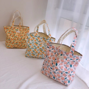 Sacs cabas en toile à motifs d'oranges et de pêches pour un style quotidien élégant