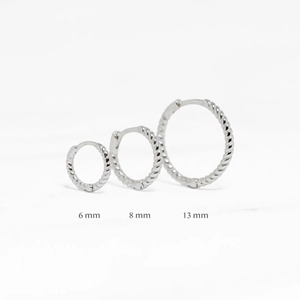 Three-piece set of S925 sterling silver twisted hoop earrings in 6mm, 8mm, 13mm sizes